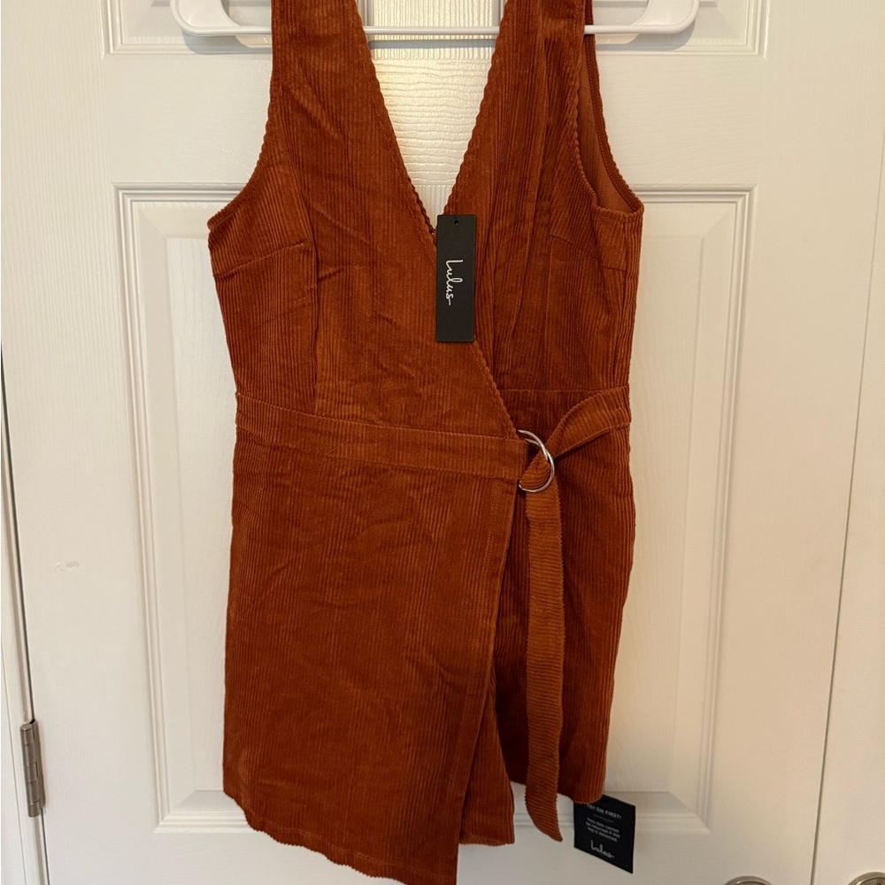 Lulu's Cinnamon Corduroy Wrap Mini Dress